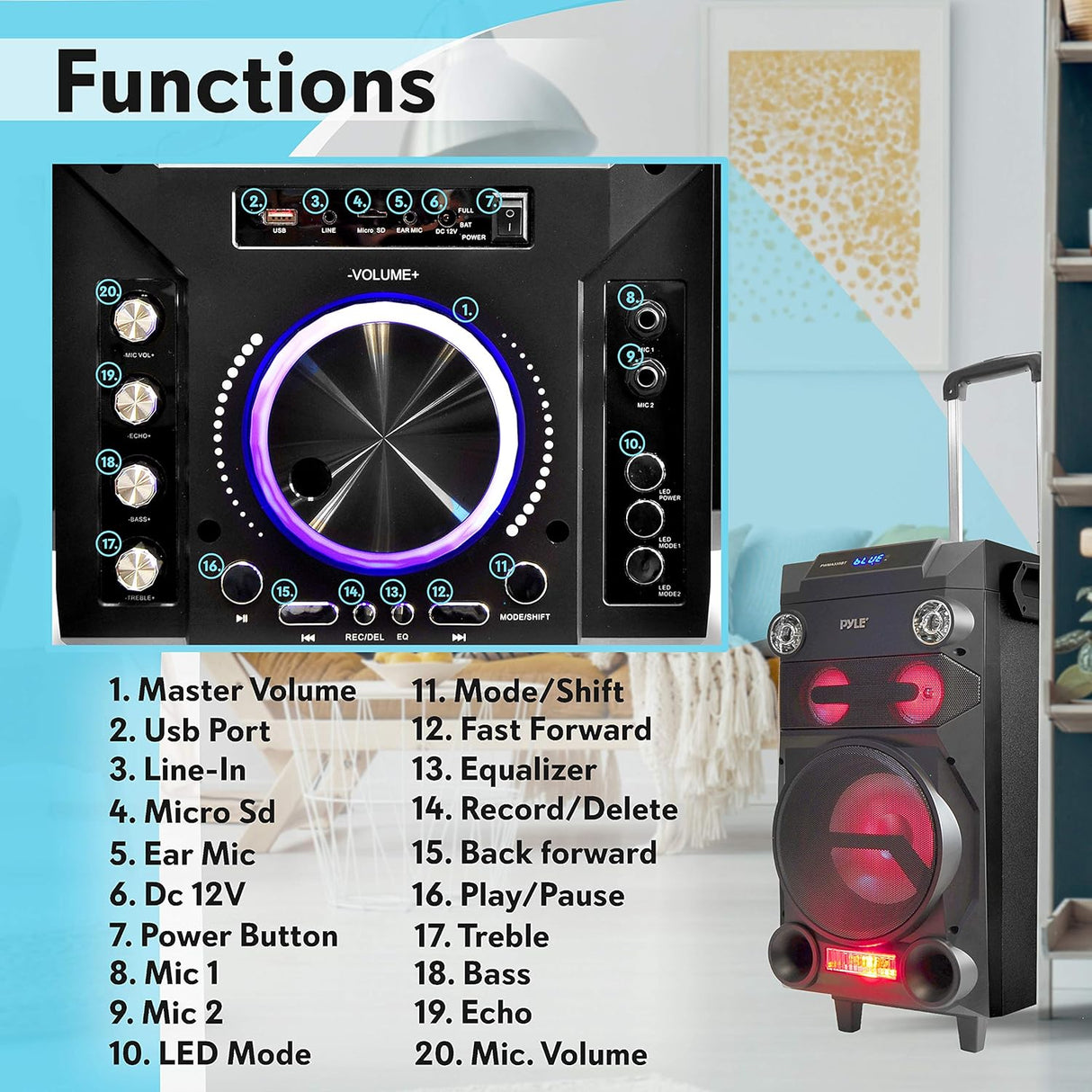 Parlante Portátil  con Bluetooth PYLE-PRO PWMA335BT