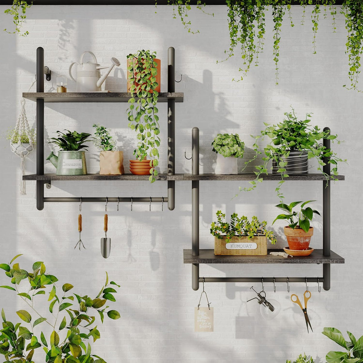 Estantes Flotantes Bestier 2 Niveles con Barra, 24 Modelo Ladder