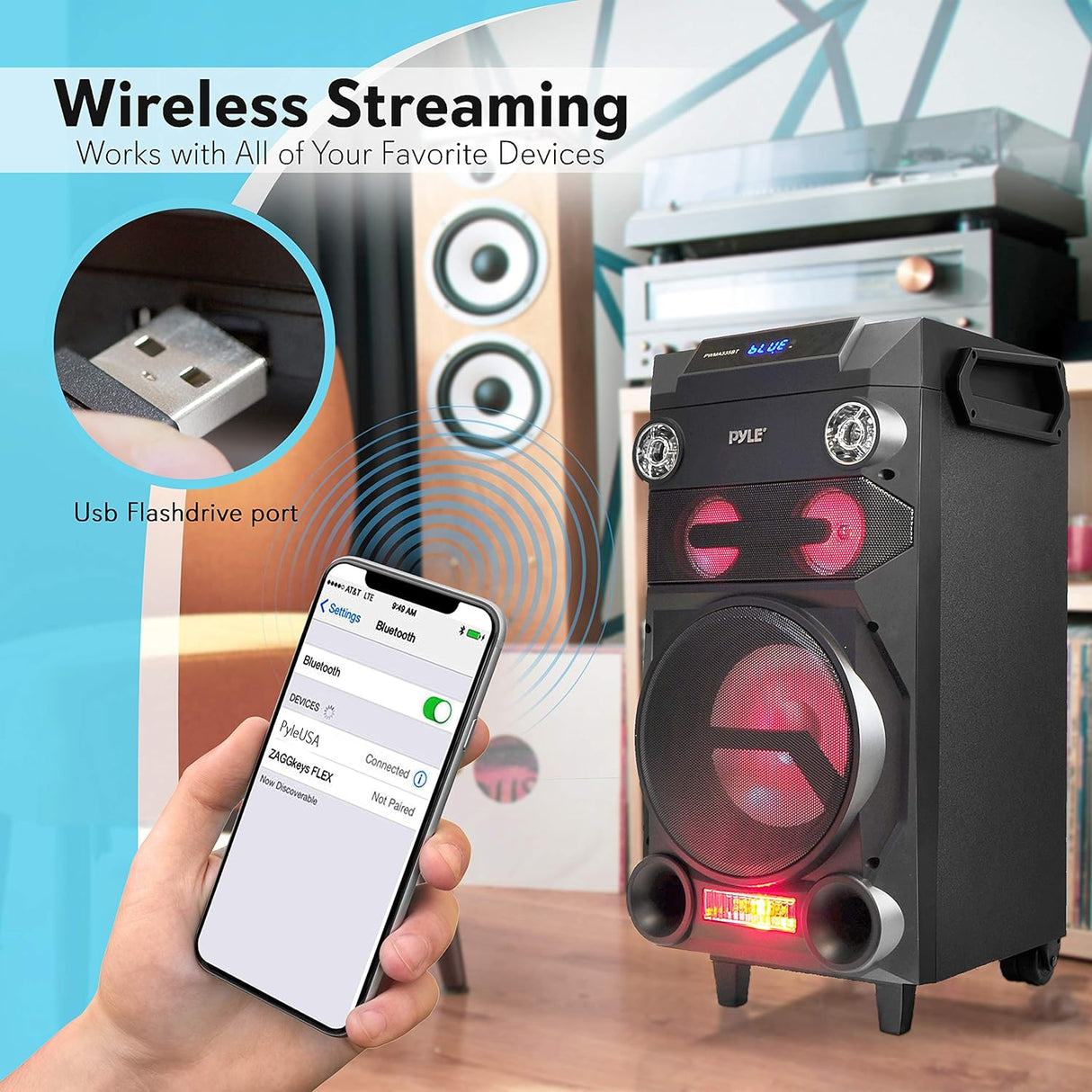 Parlante Portátil  con Bluetooth PYLE-PRO PWMA335BT