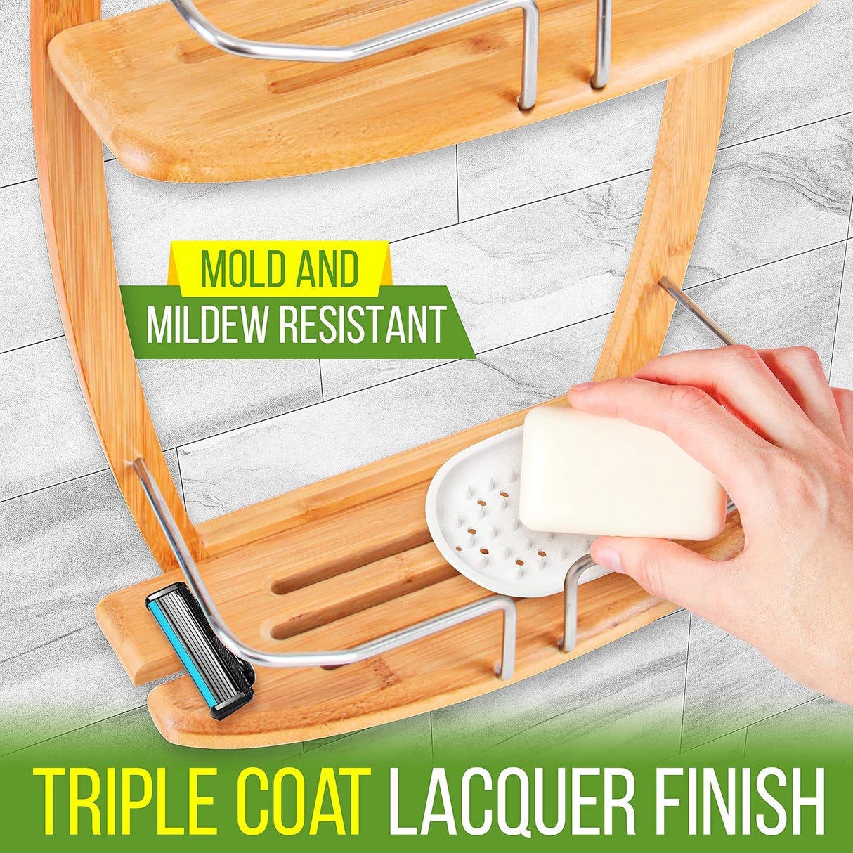 Organizador de carrito de ducha de bañera de bambú SLSHCD45