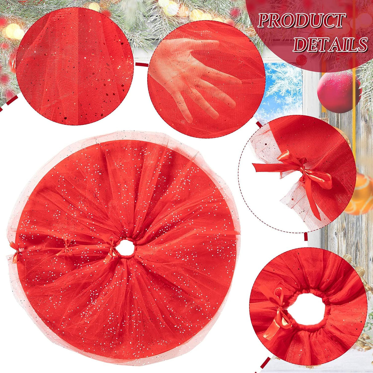 Funda de Árbol de Navidad Ruffle Shiny Tulle Doble Capa 48