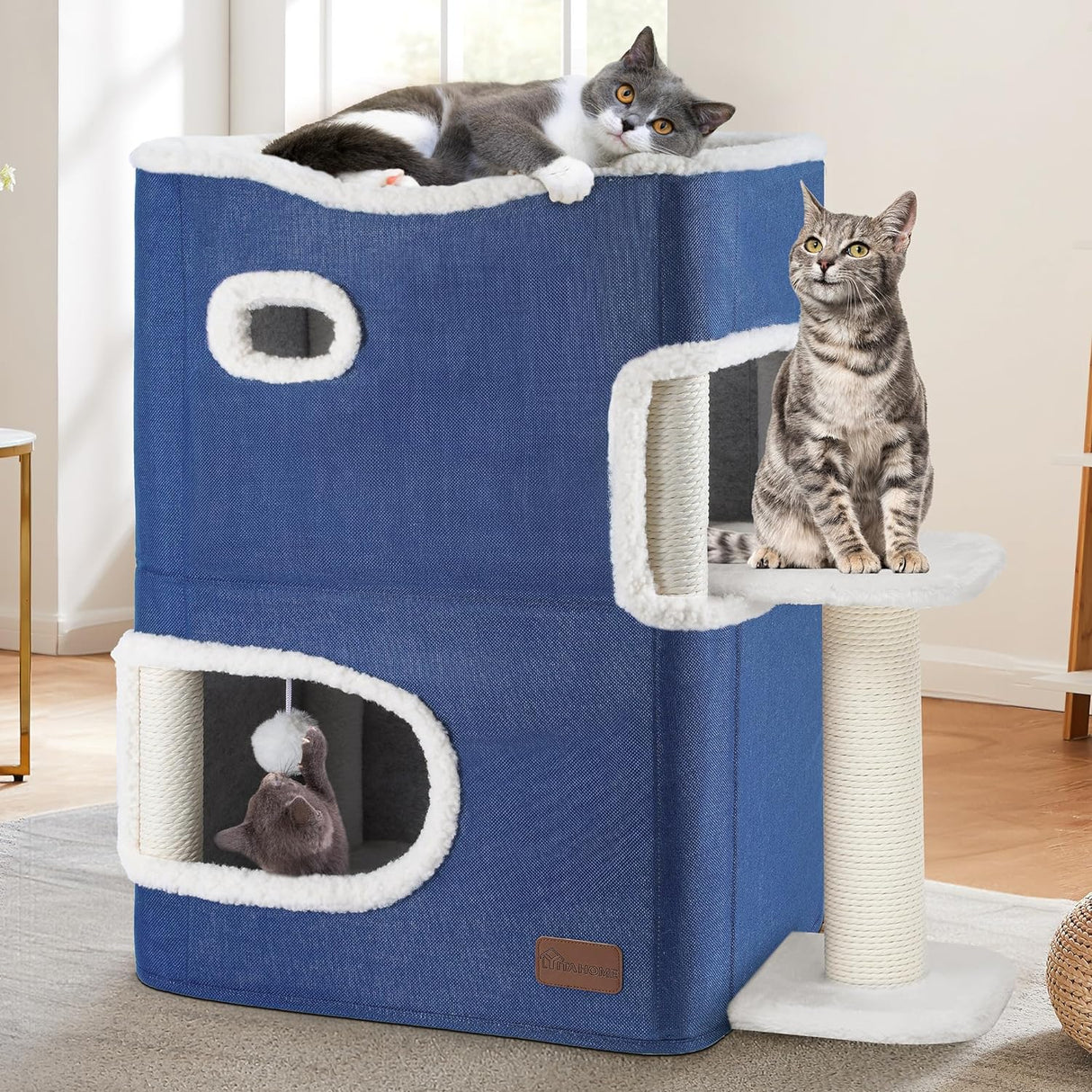 Casa para Gatos de 2 Niveles YITAHOME con Túneles y Rascador