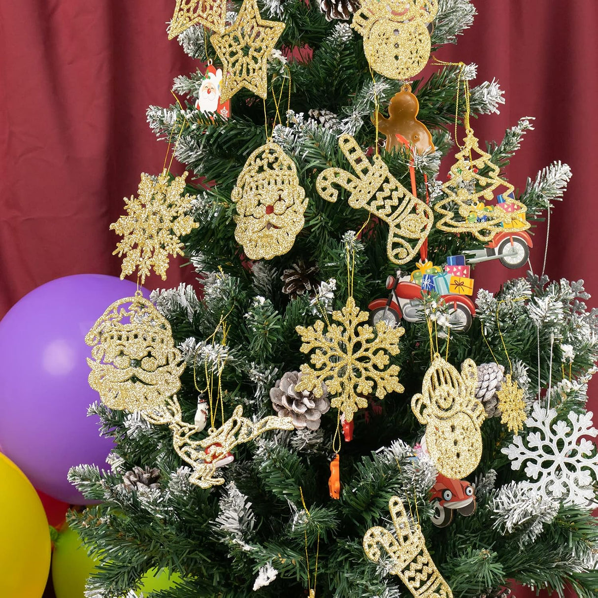Juego de 42 Adornos de Árbol de Navidad - Decoración Festiva