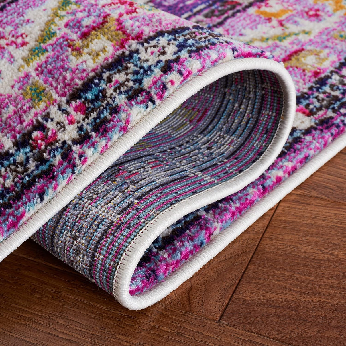 Alfombra Runner Boho Chic Medallón, Diseño Distressed, MNC243P