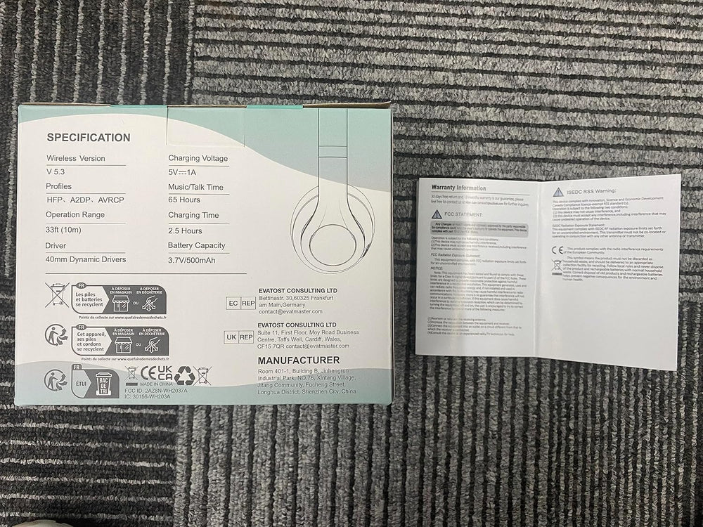 Auriculares Bluetooth Uliptz, 65H, 6EQ, HiFi, Plegables