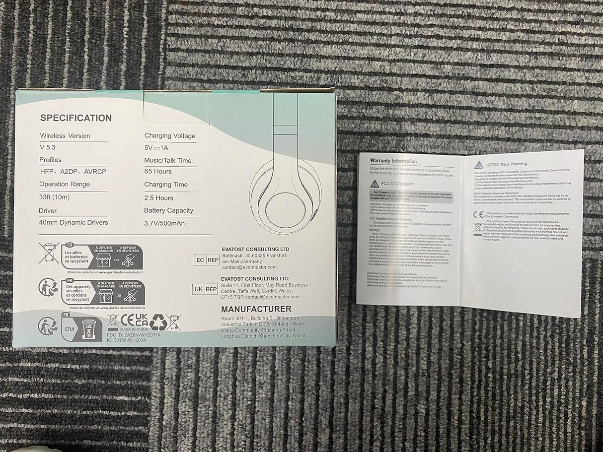 Auriculares Bluetooth Uliptz, 65H, 6EQ, HiFi, Plegables