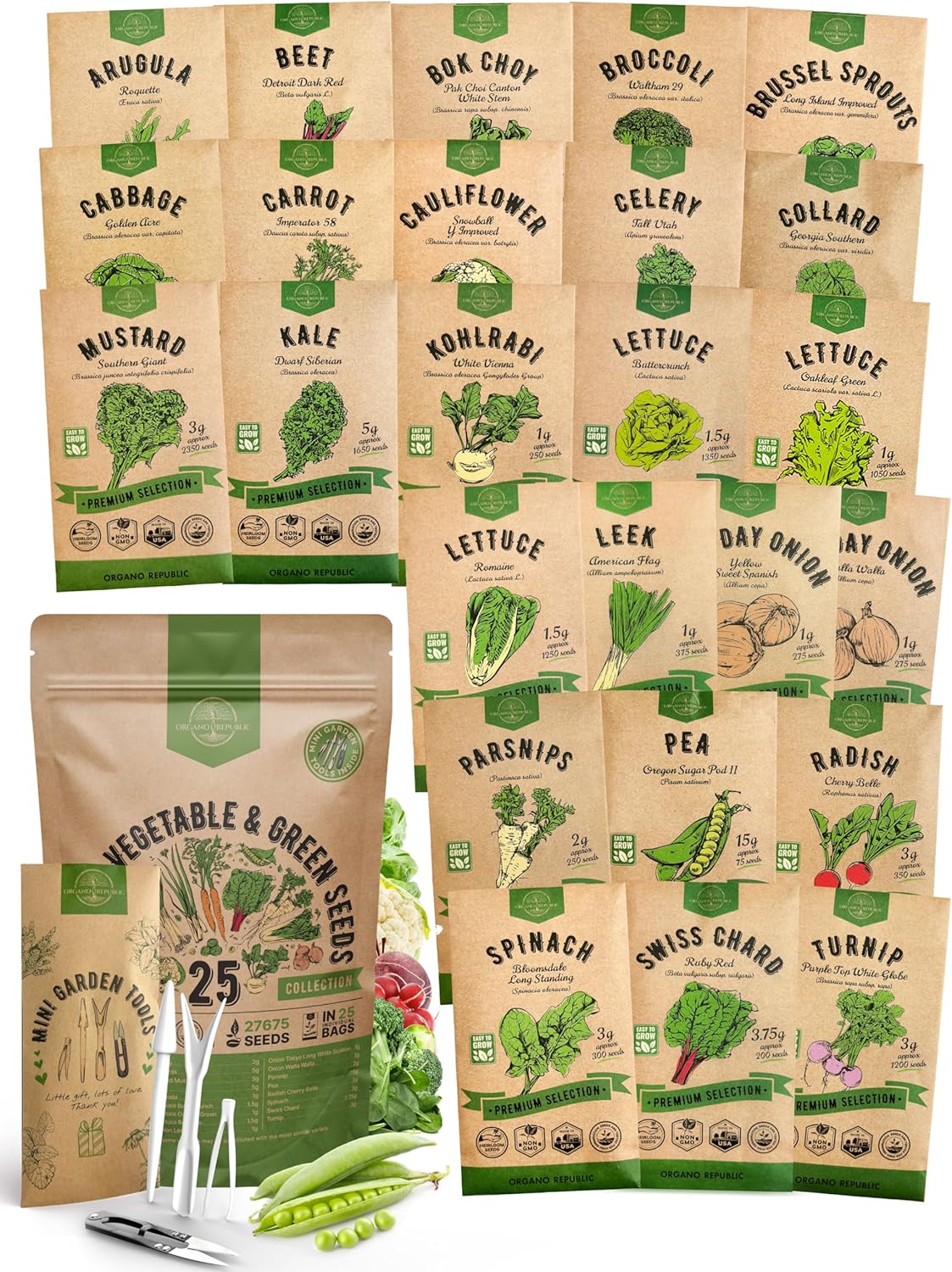 Pack de Semillas de Verduras de Invierno - 25 Variedades Non-GMO