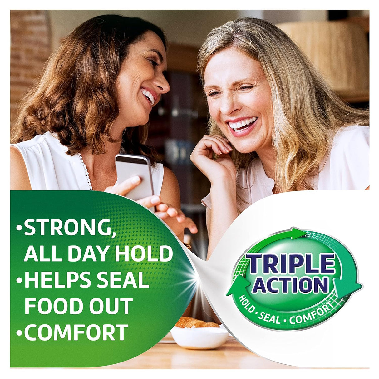 Crema para dentaduras y parciales sin zinc, 2.4 onz Pack 4