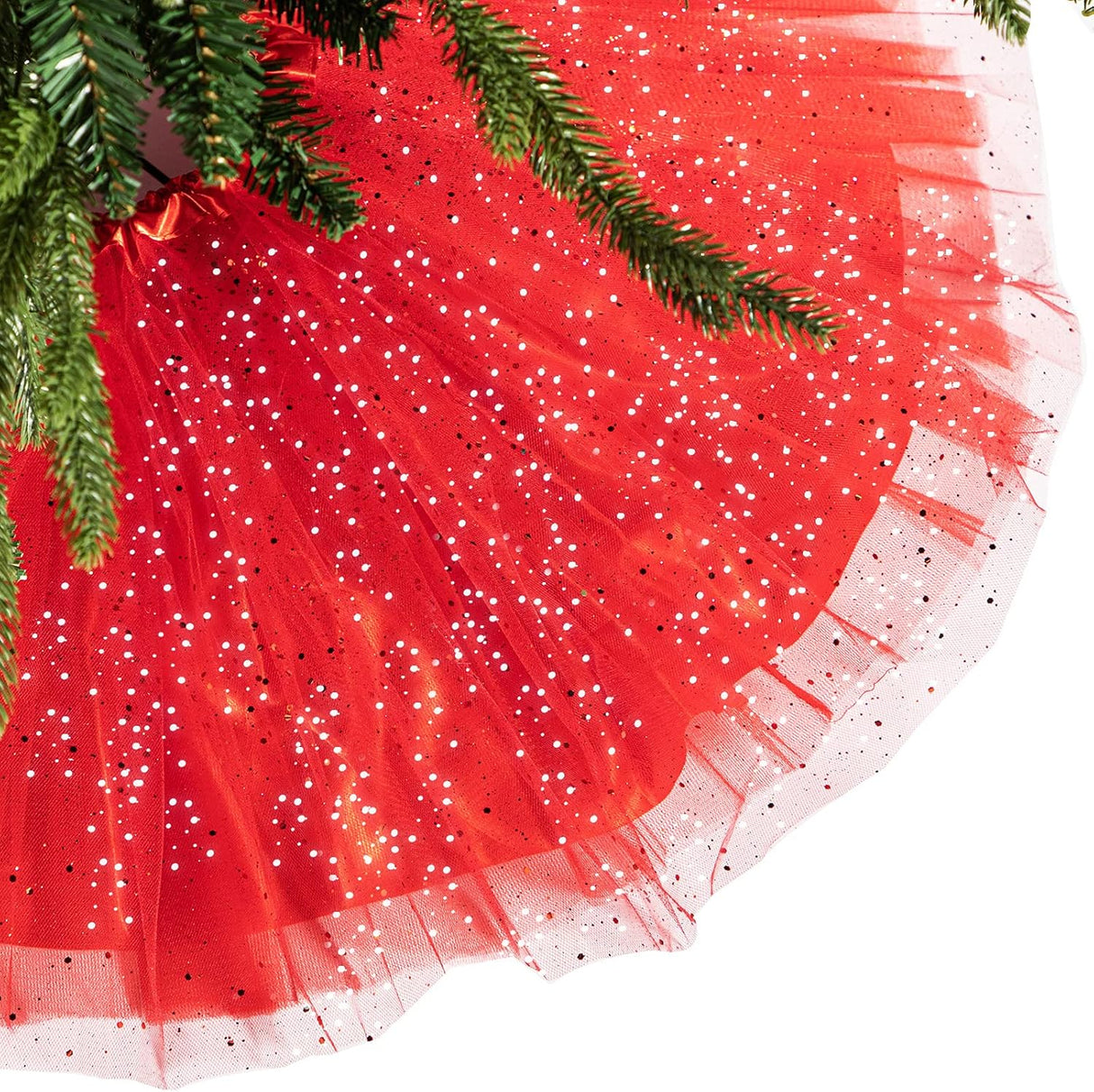 Funda de Árbol de Navidad Ruffle Shiny Tulle Doble Capa 48