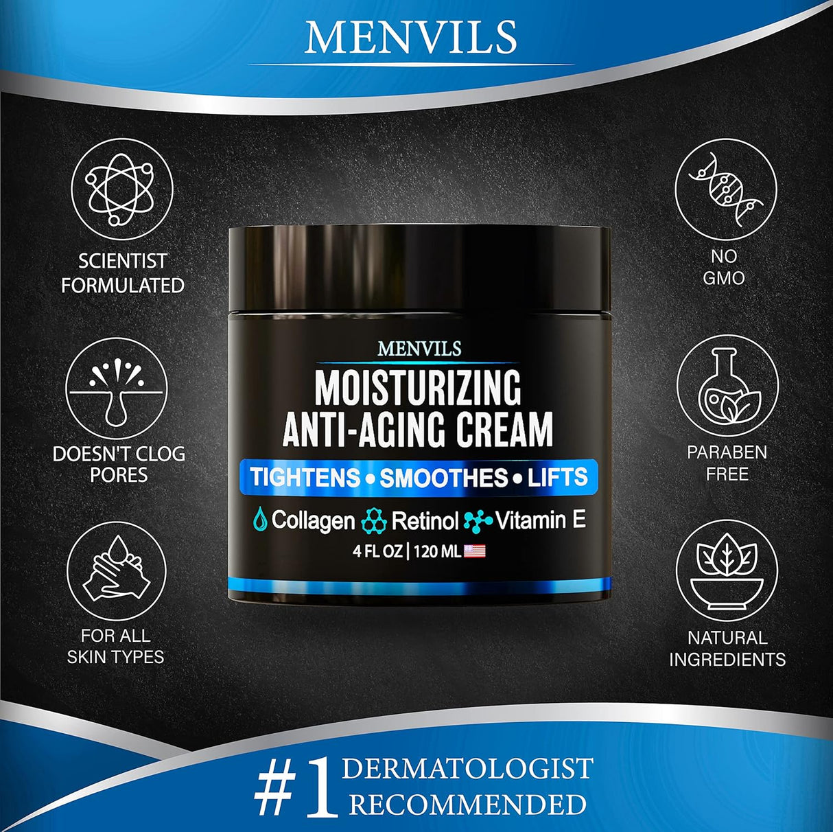Crema hidratante facial para hombre Menvils