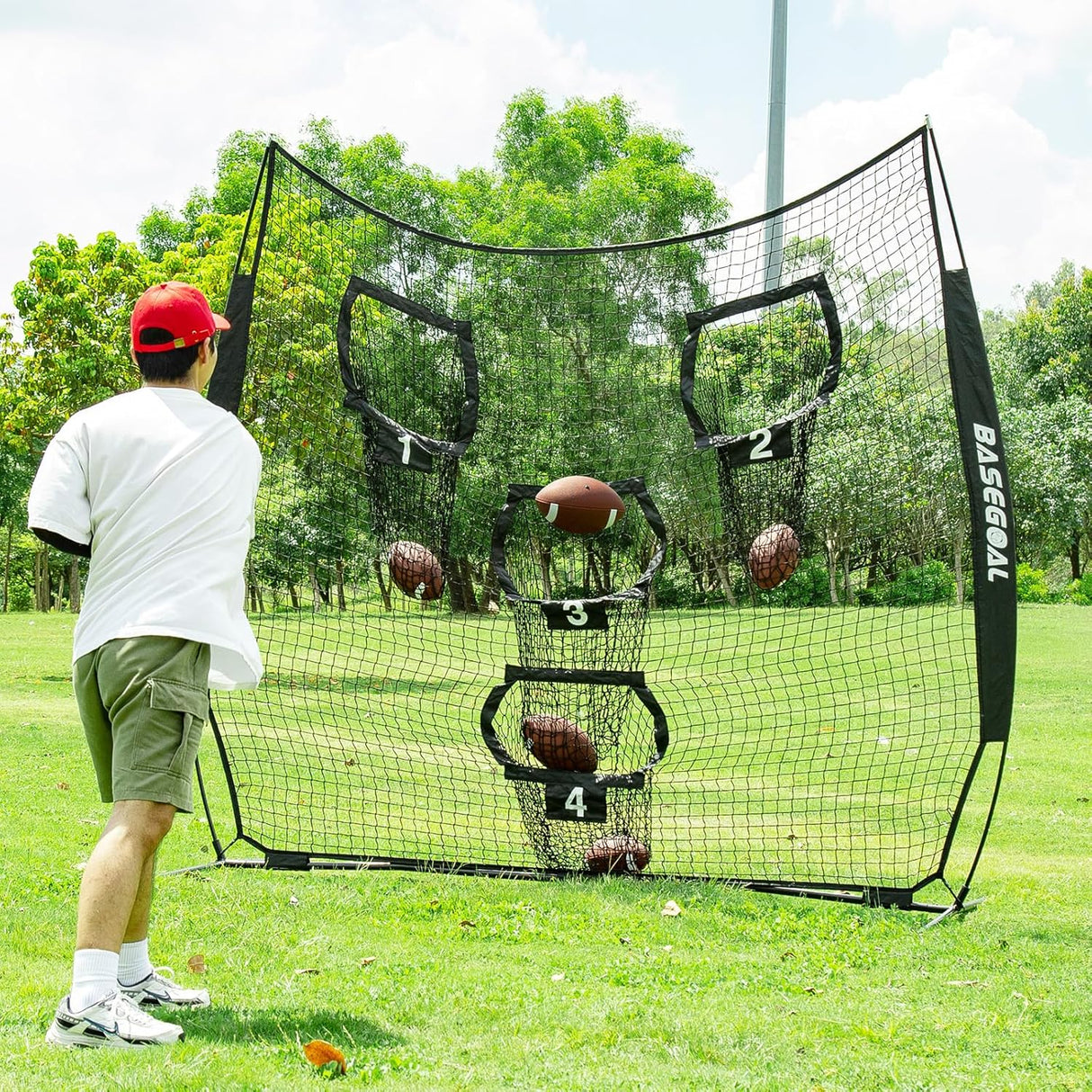 Red de Fútbol 8x8 ft con 4 Bolsillos de Puntería para Entrenamiento