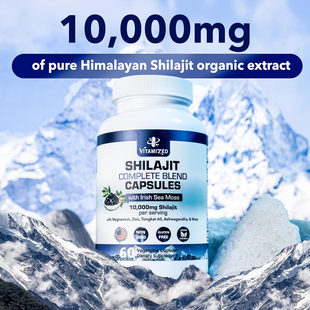 Shilajit Puro Himalaya para hombres y mujeres, 60 cápsulas