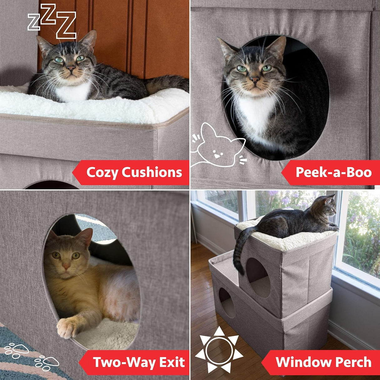 Condo para gatos Kitty City, apilable, cama pop-up, CM-10074