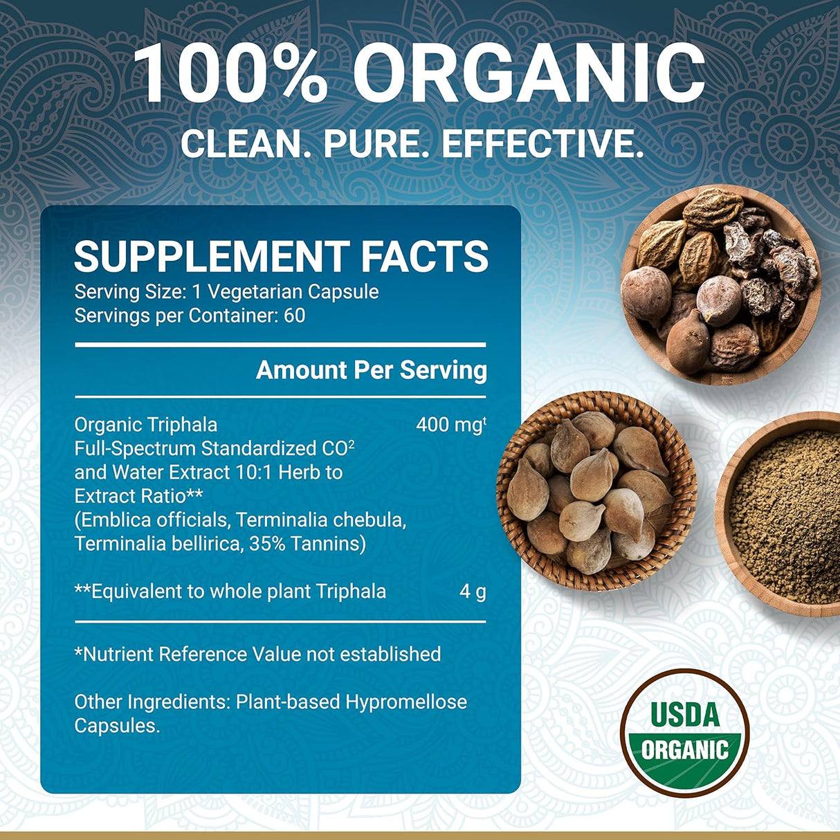 Suplemento Triphala Tabletas veganas Guggulu 100% natural