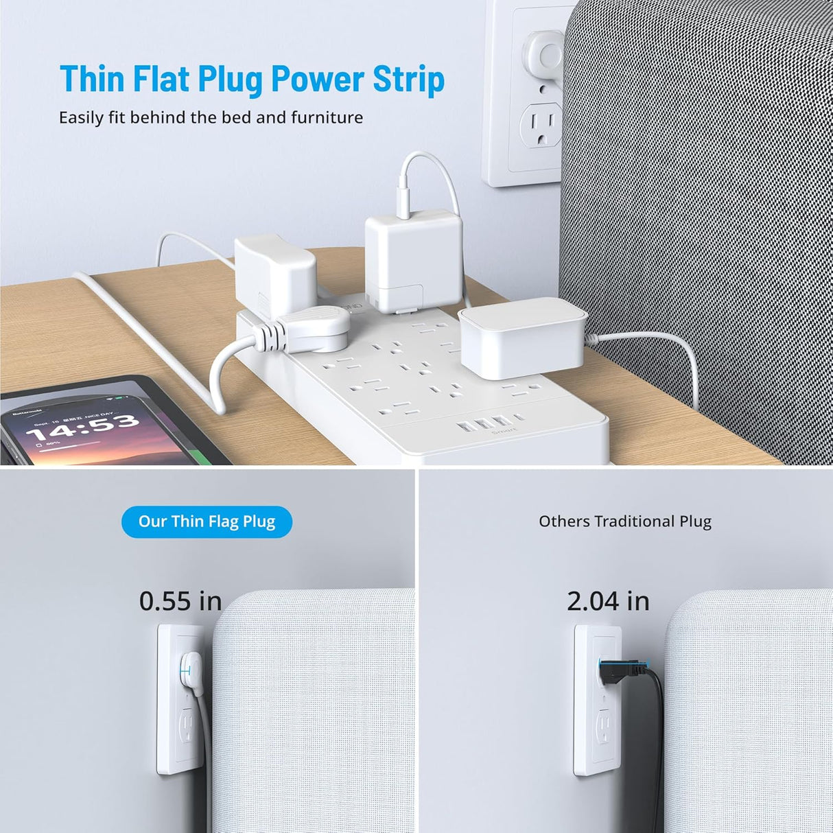 TROND Regleta protectora contra sobretensiones, 13 tomas