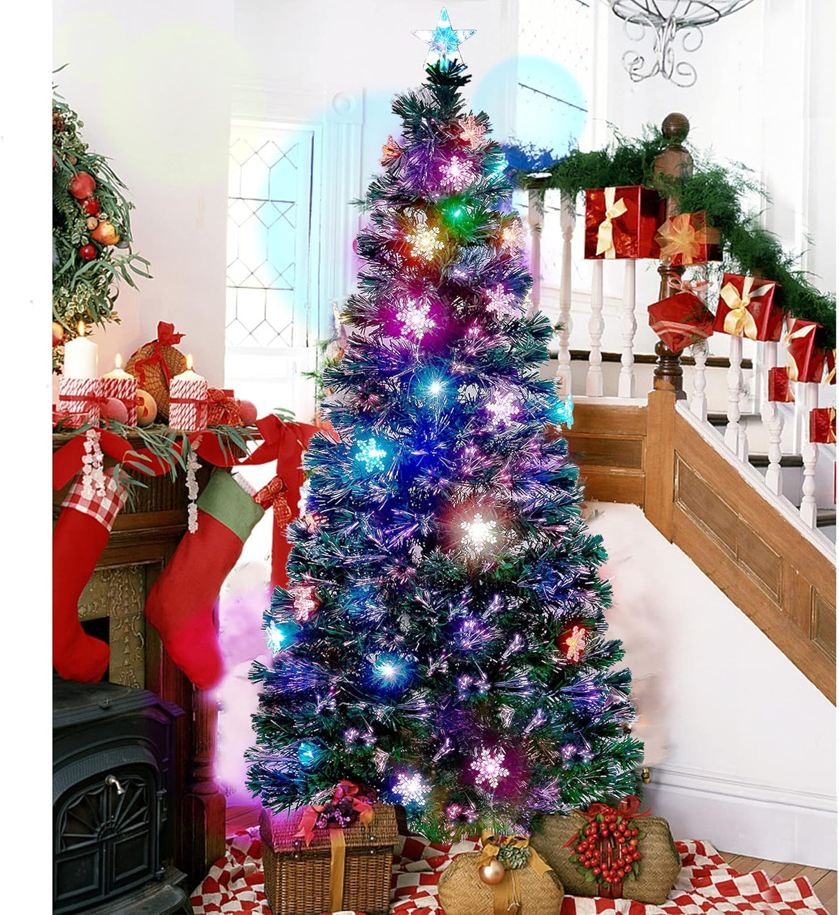 Árbol de Navidad Juegoal 6 ft, Preiluminado, LED RGB, Modelo: X123