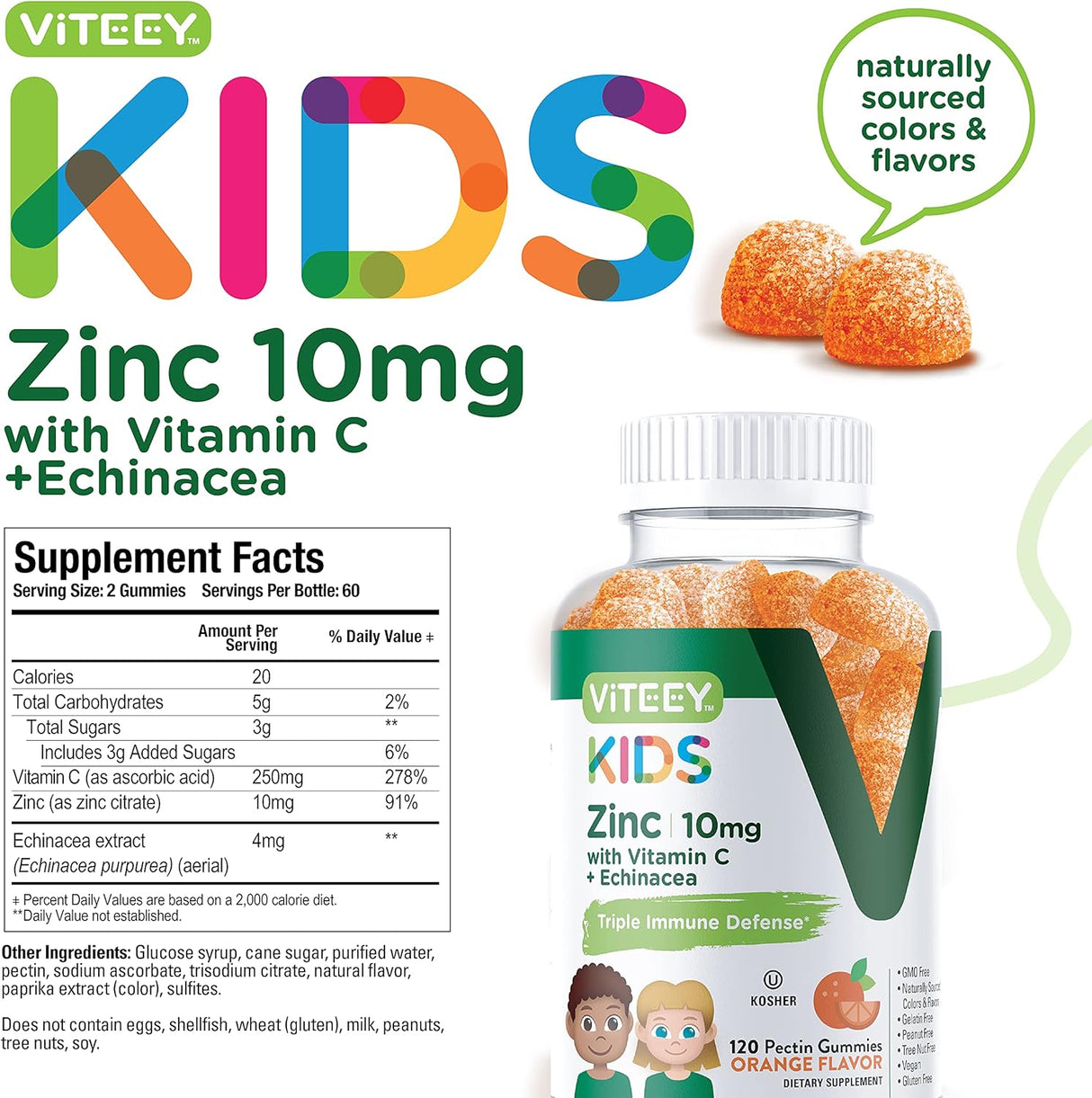 Suplemento 120 und Gomitas de zinc de 10 mg con vitamina C