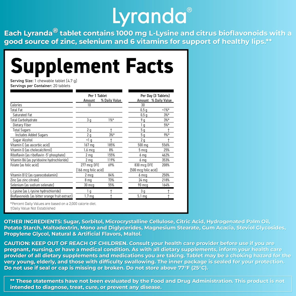 Tabletas Masticables L-Lisina 1000 mg - Absorción Rápida