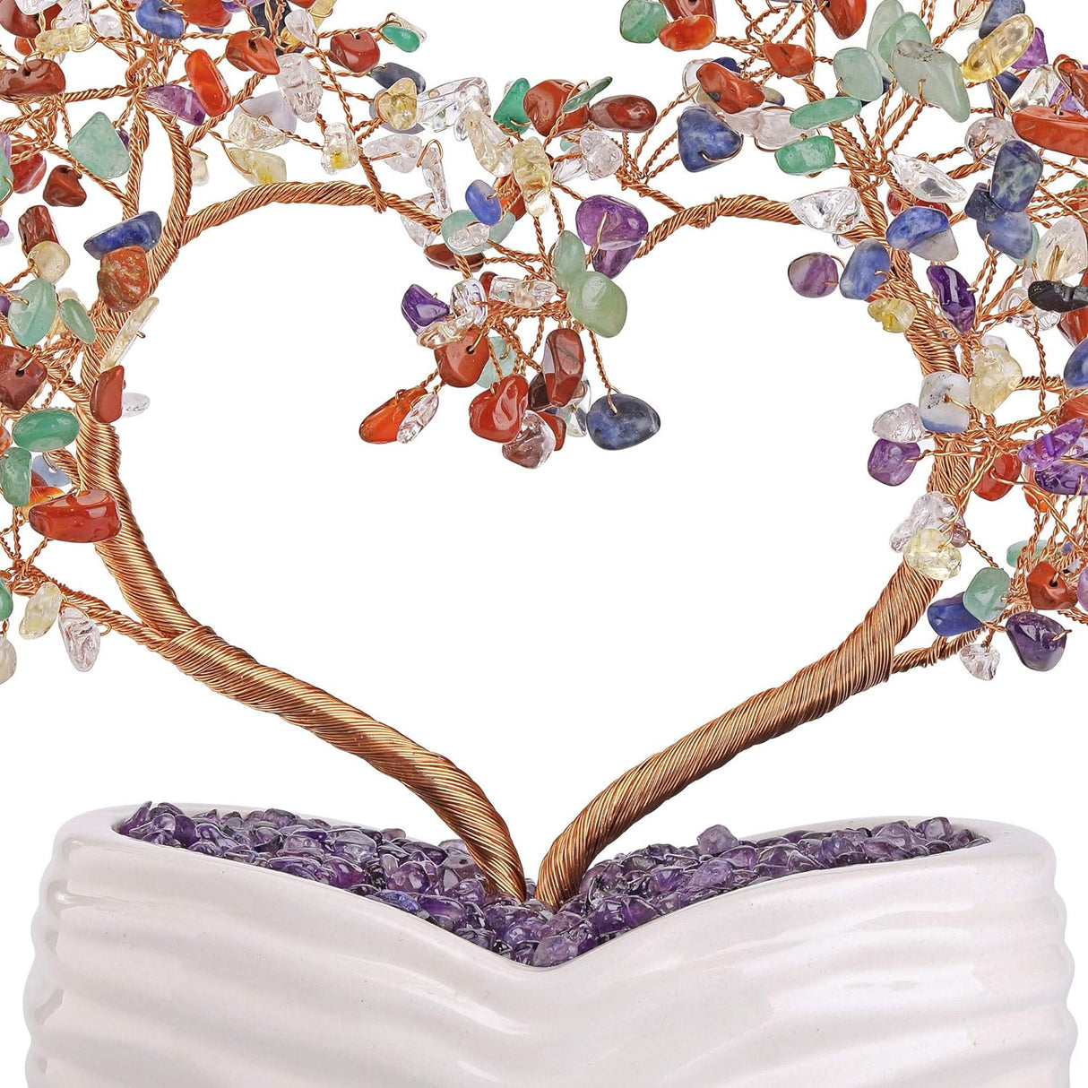 Árbol de dinero de corazón de cristal curativo de 7 chakras