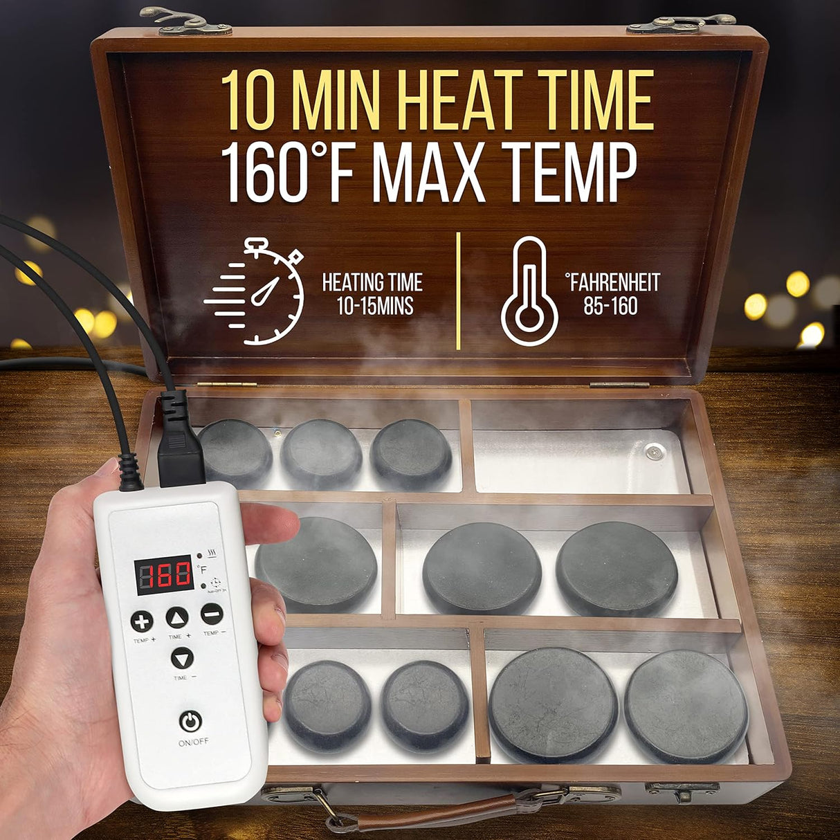 Piedras para Masajes con calentador SERENELIFE PSLMSGST70B