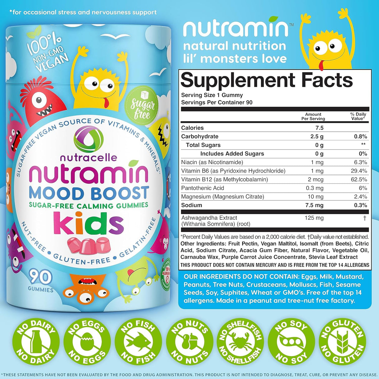 Gummy Calmante NUTRAMIN Kids con Magnesio y Ashwagandha 90 ct
