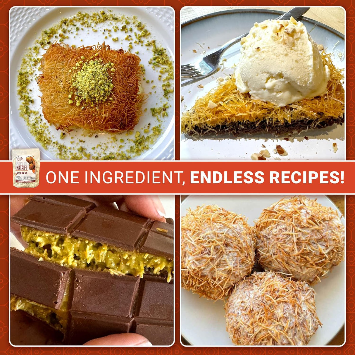Kataifi, Hojaldre Rallado, Pistacho, Chocolate, Dubai, Kadayif