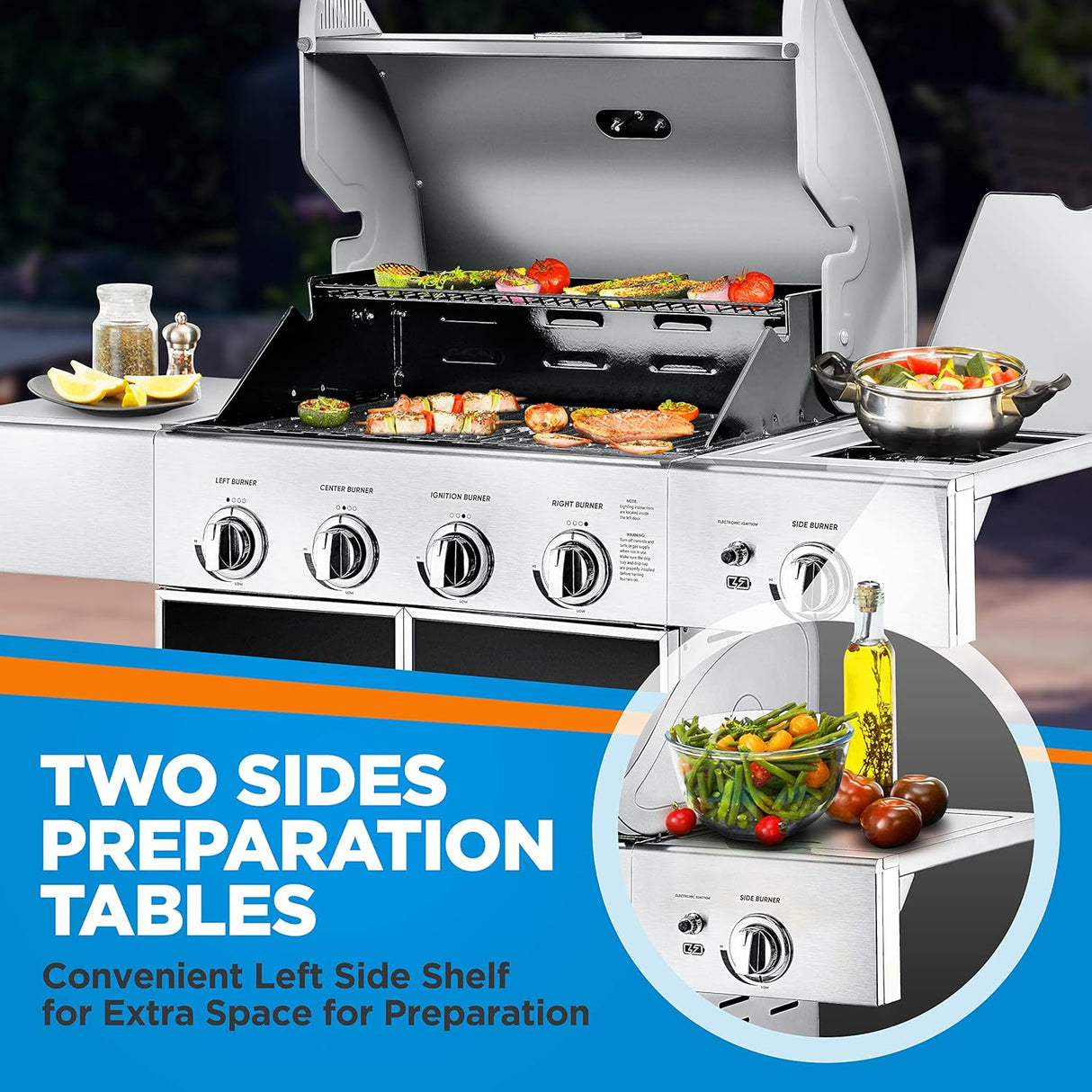 Parrilla de gas de acero inoxidable NUTRICHEF NCGRIL2