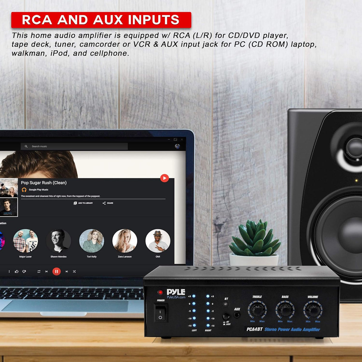 Amplificador estéreo inalámbrico PYLE-HOME PCA4BT