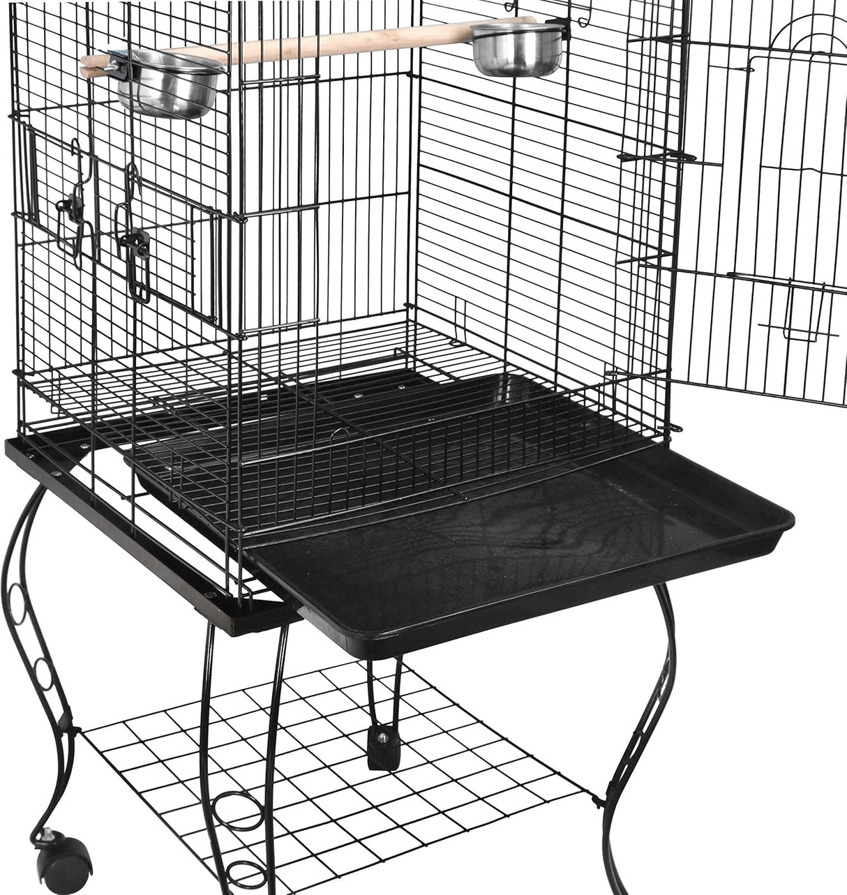 Jaula grande de hierro forjado para mascotas con soporte