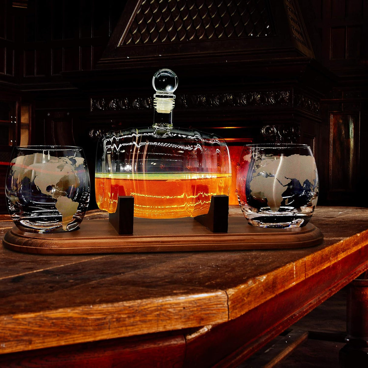 Decantador de whisky de vidrio NutriChef 750ml set con vasos NCGDS19