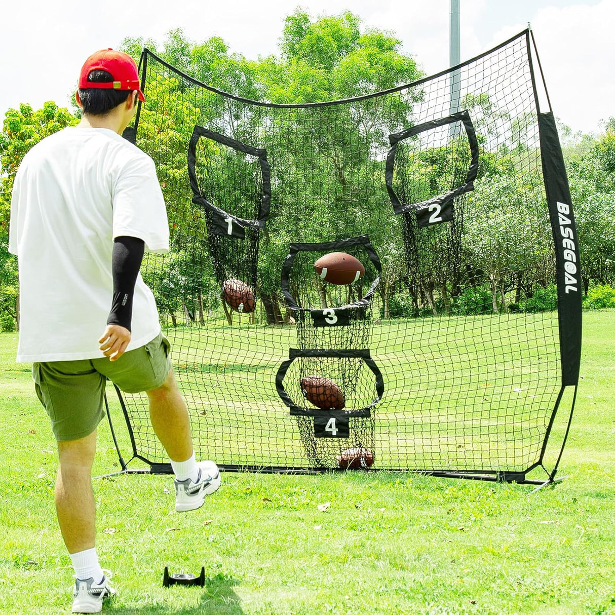 Red de Fútbol 8x8 ft con 4 Bolsillos de Puntería para Entrenamiento