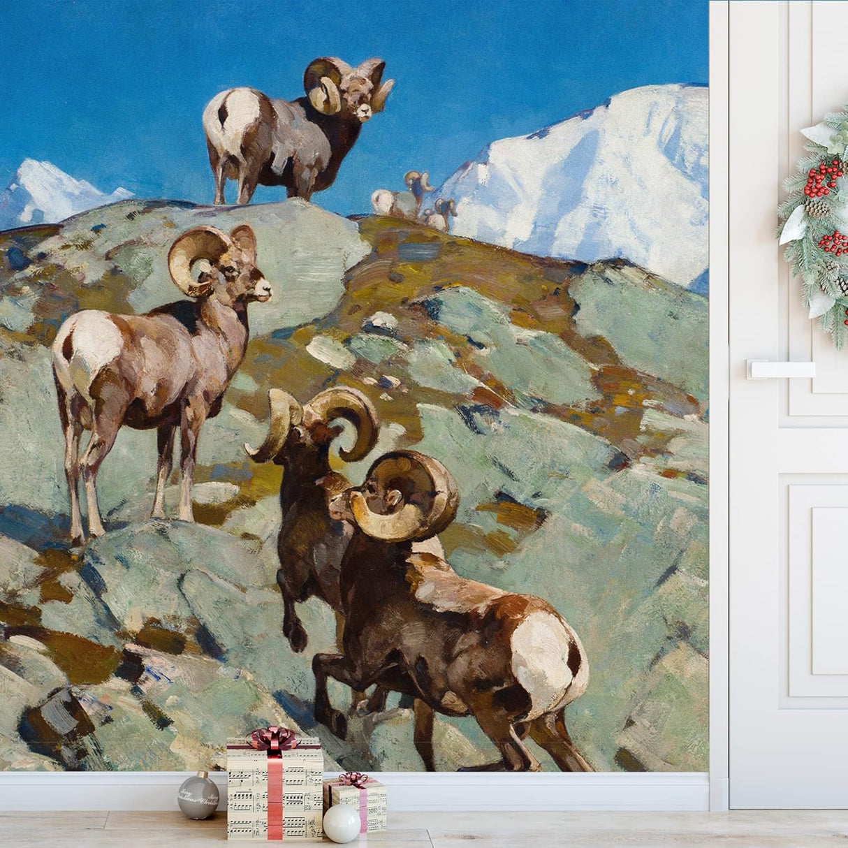 IDEA4WALL Adhesivo mural removible para pared oveja carnero.