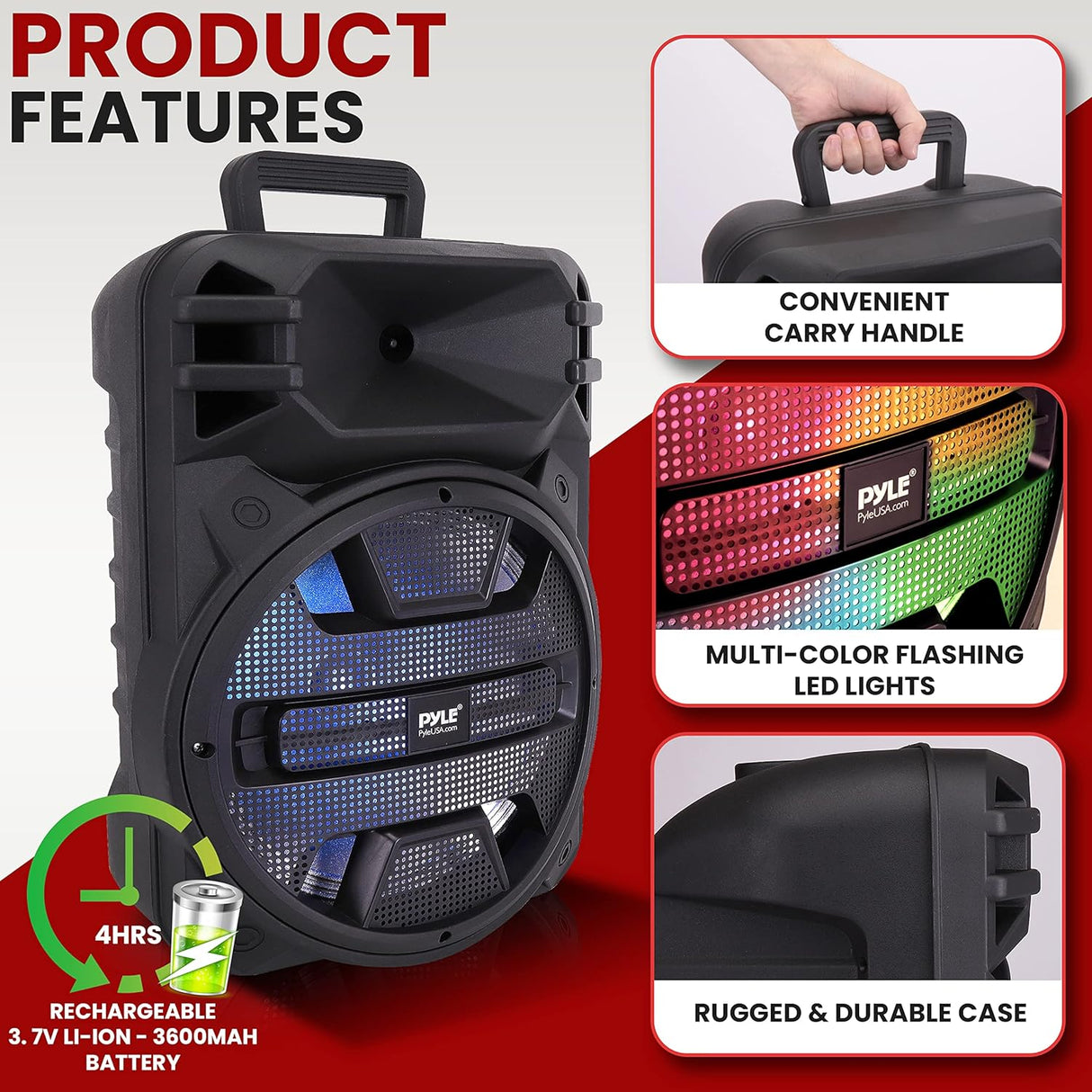 Parlantes portátil Bluetooth de 800 W PYLE-PRO PPHP1243B