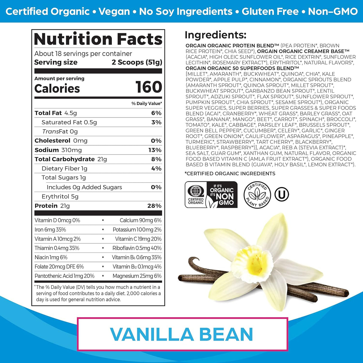 Suplemento proteína orgánica polvo de superalimentos