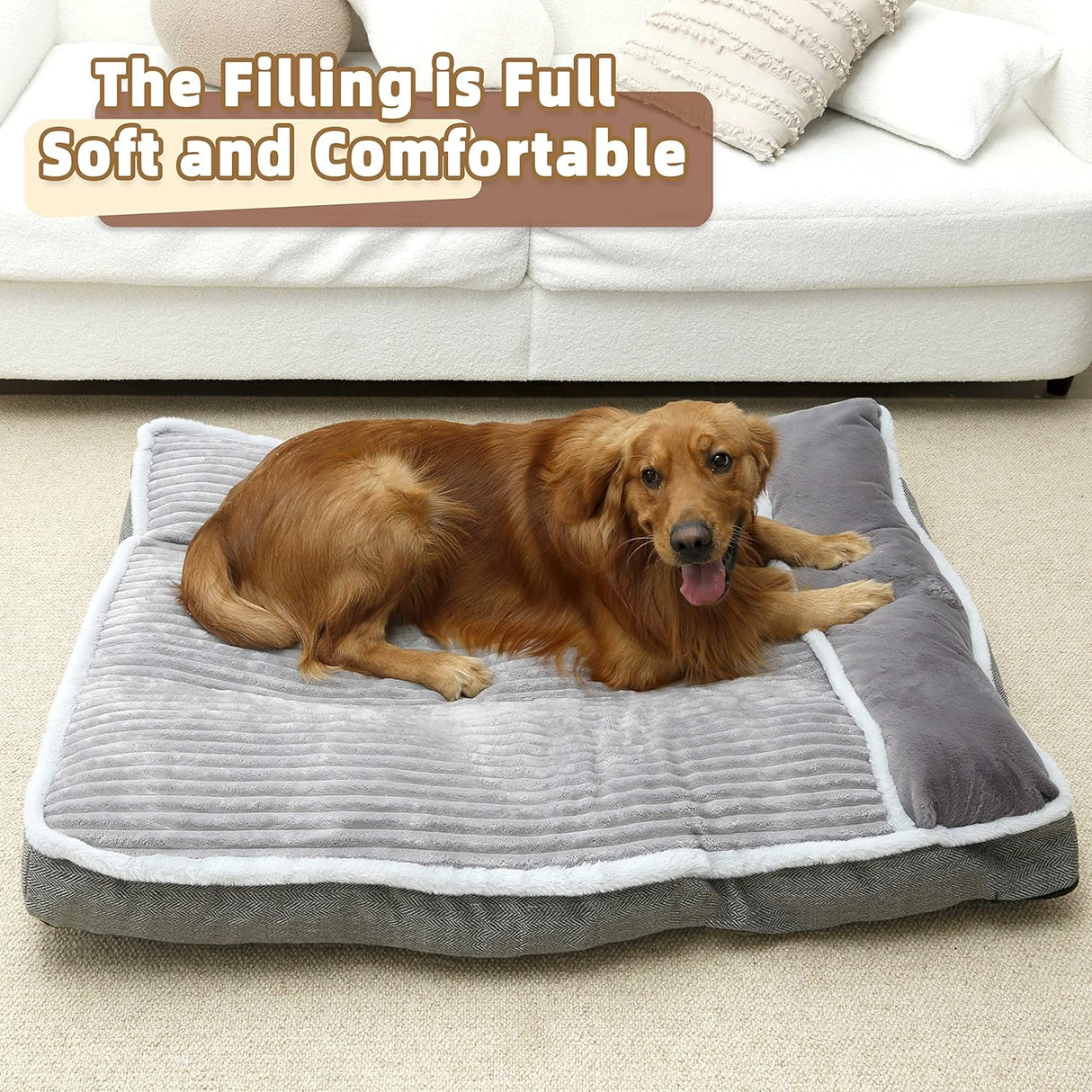 Cama Grande para Perro con Almohada, Suave, Modelo X123