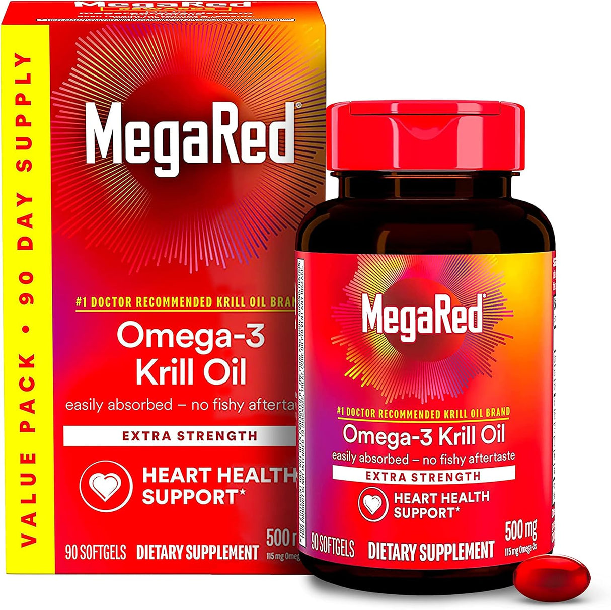 Suplemento de Aceite de Kril MegaRed 500mg, EPA & DHA, 90 cápsulas