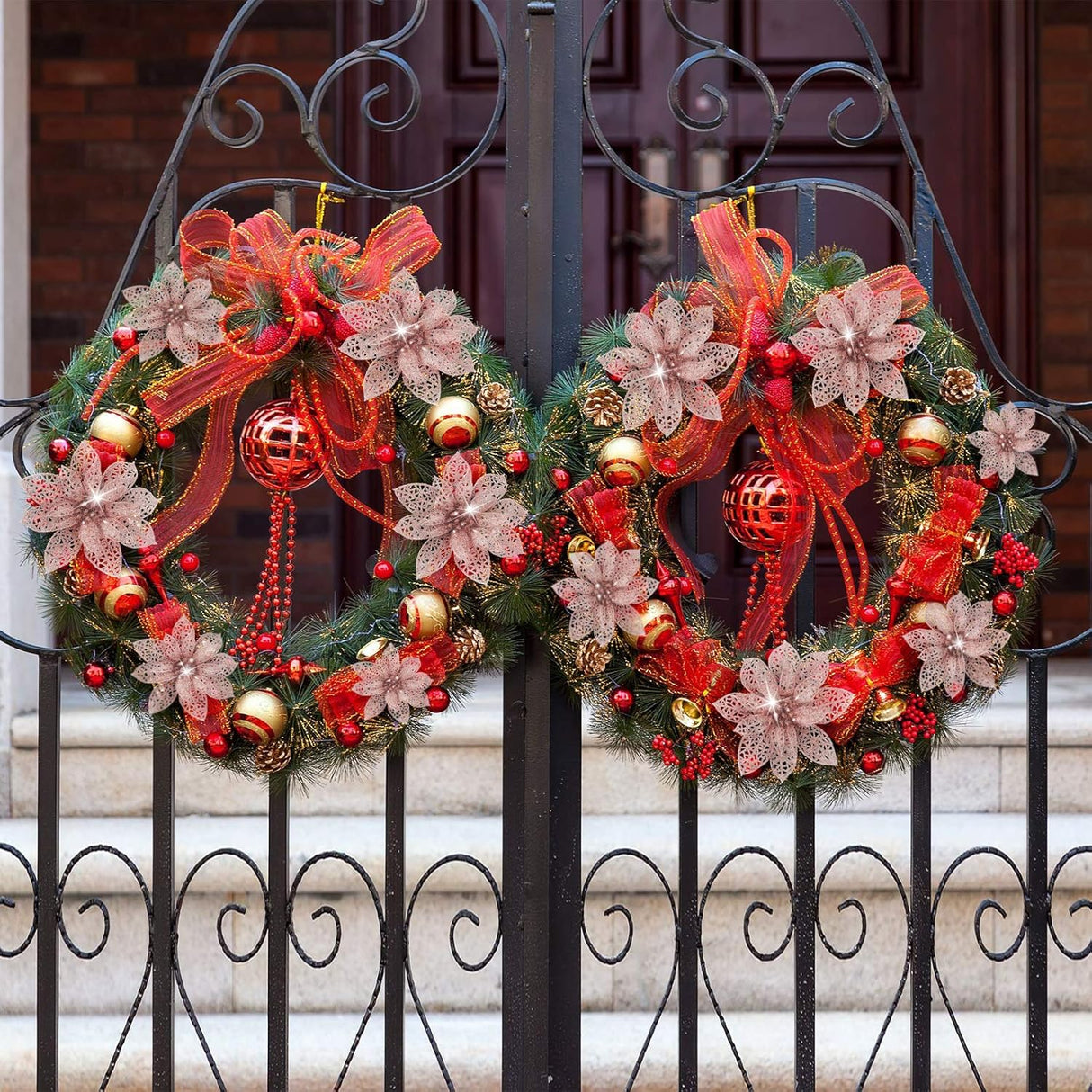 Adornos Artificiales Poinsettia WILLBOND, 36 Piezas, Glitter