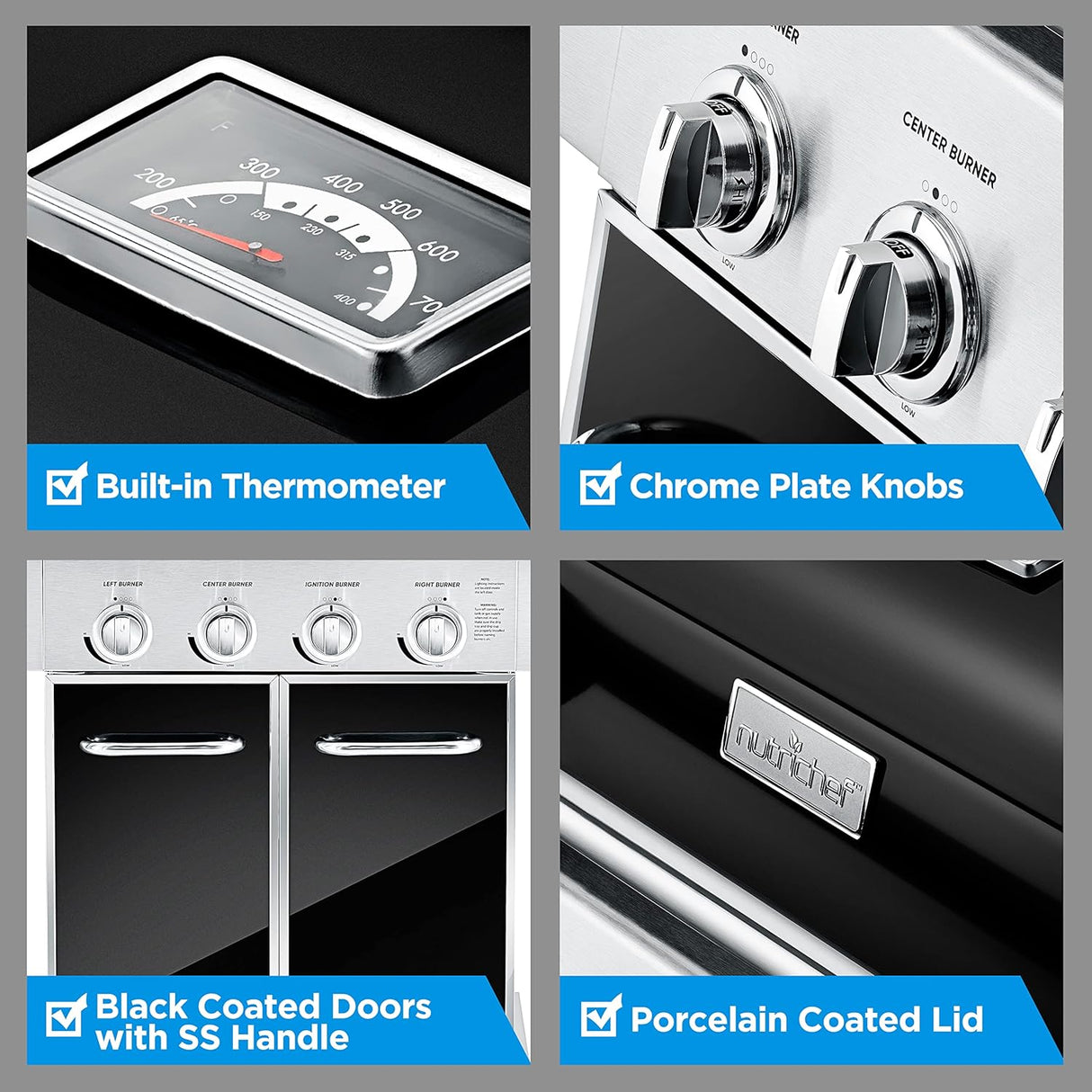 Parrilla de gas de acero inoxidable NUTRICHEF NCGRIL2