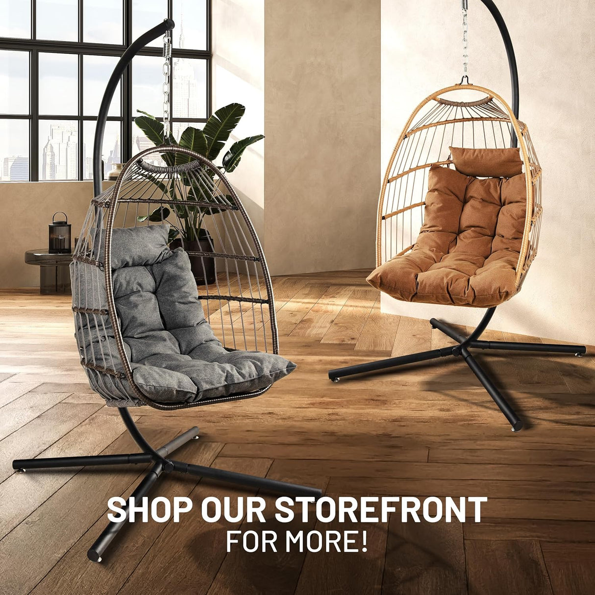 Silla colgante SereneLife, soporte acero, cojín, reposacabezas