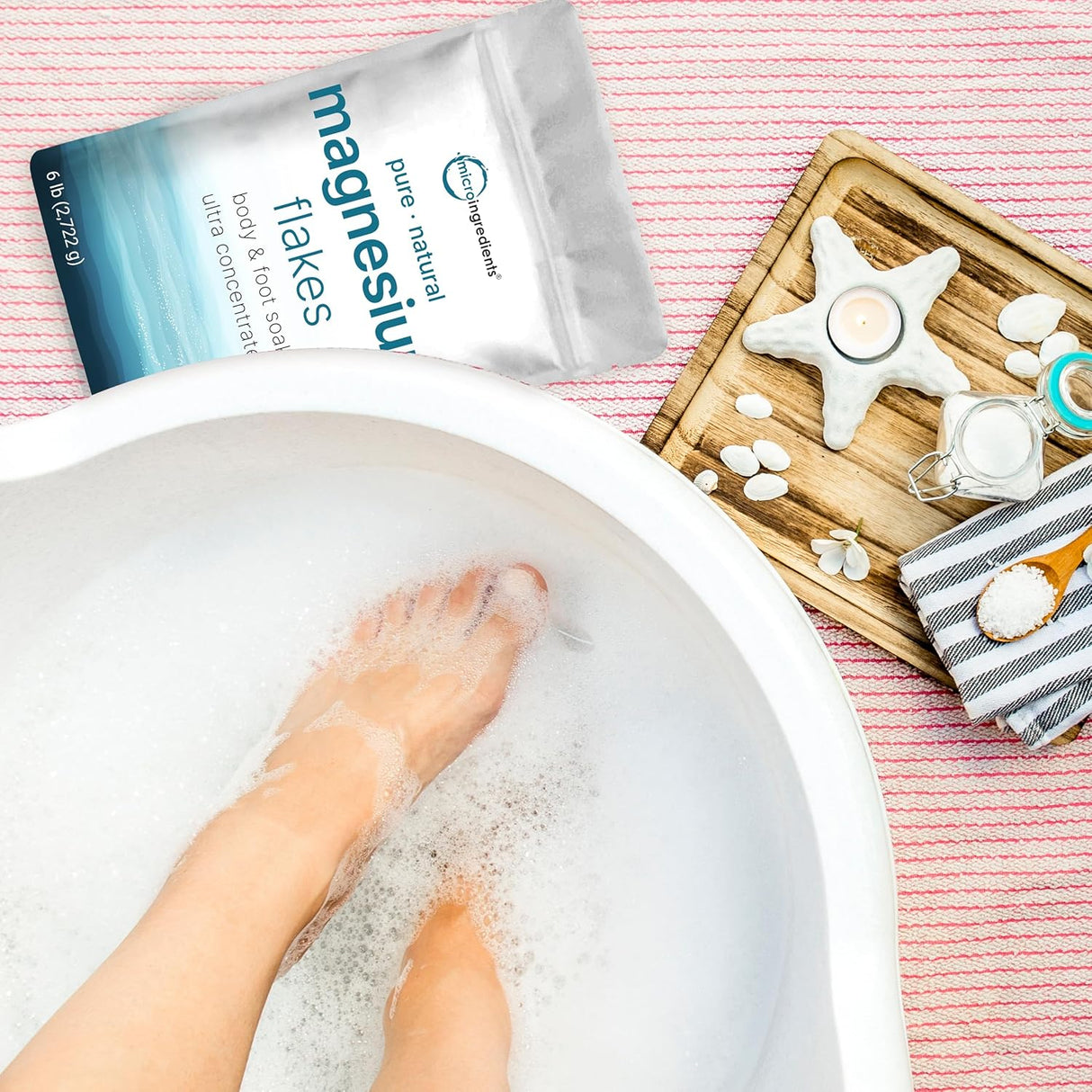 Suplemento Copos de magnesio puro, 6 libras Ideal para baños