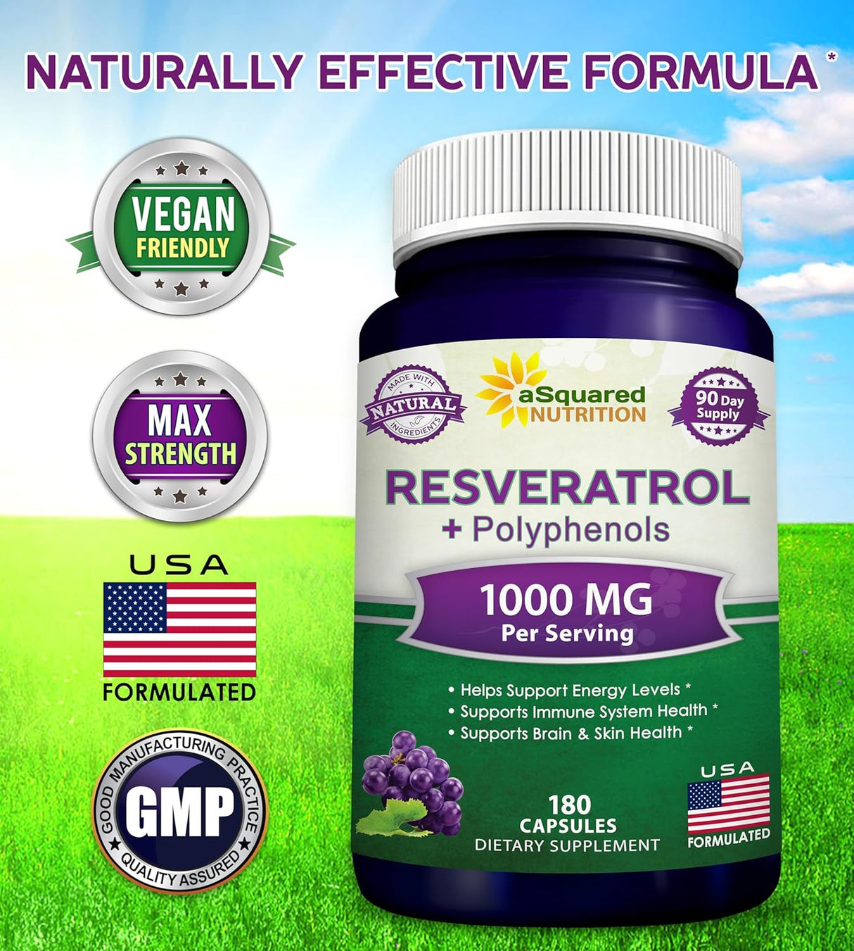 Suplemento Resveratrol natural con extracto de vino tinto