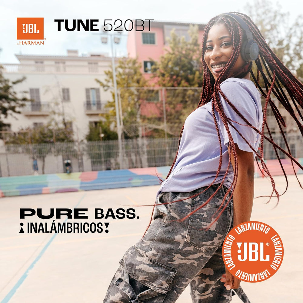 Auriculares inalámbricos JBL Tune 520BT, 57H batería, ligeros