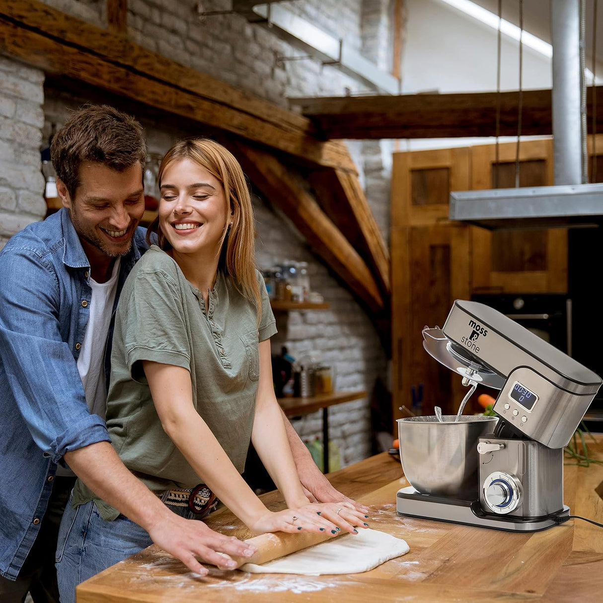 Batidora eléctrica Moss & Stone, 5.5L, 6 velocidades, LCD