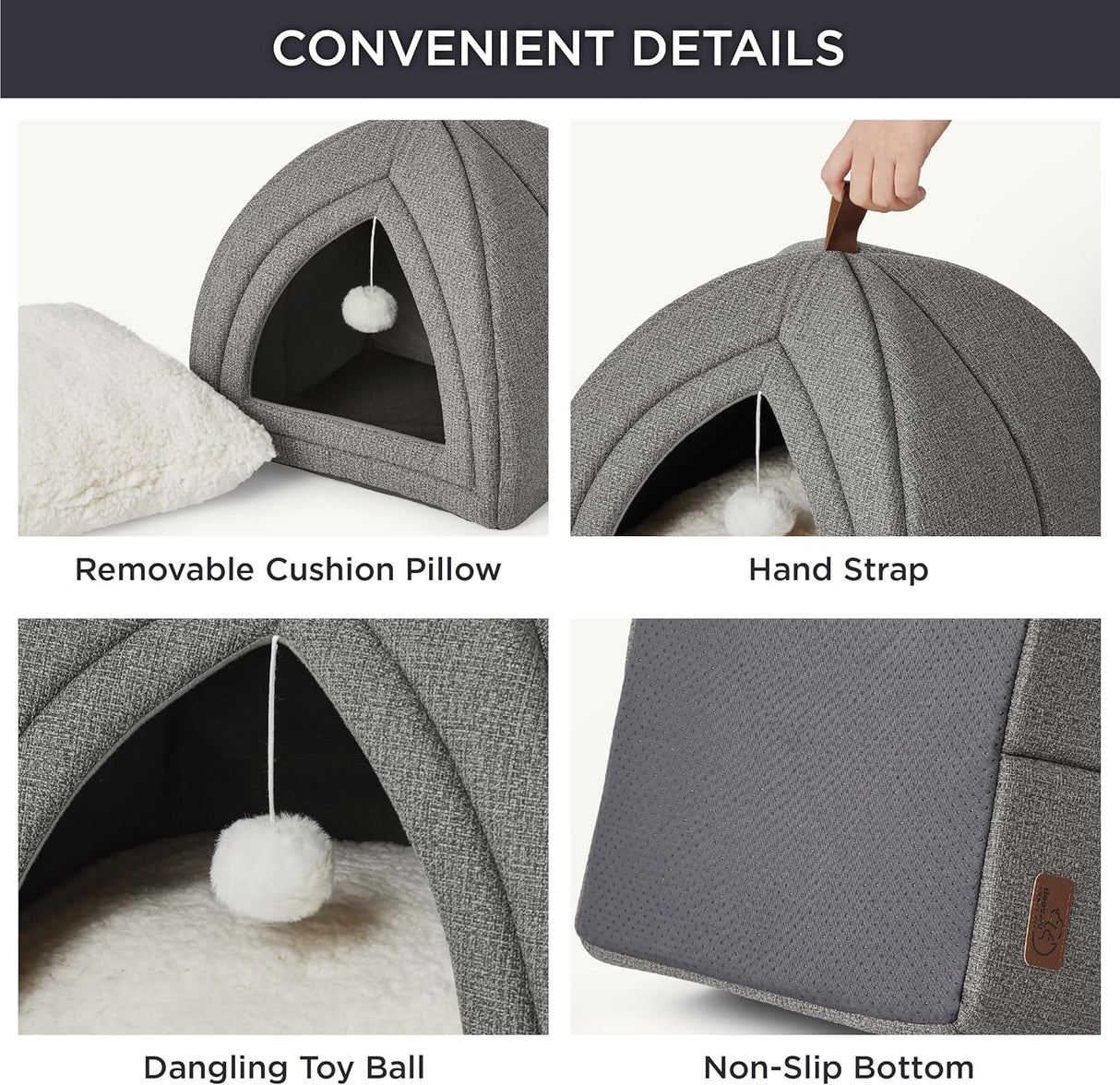 Cama para Gatos Bedsure - Cueva 2 en 1 con Almohada Extraíble