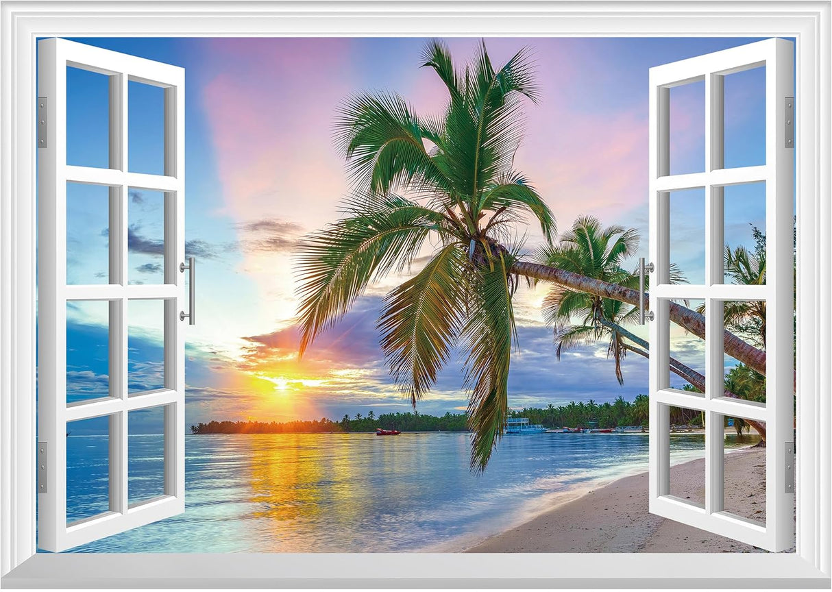 FLFK Adhesivo de pared falso para ventana diseño de amanecer