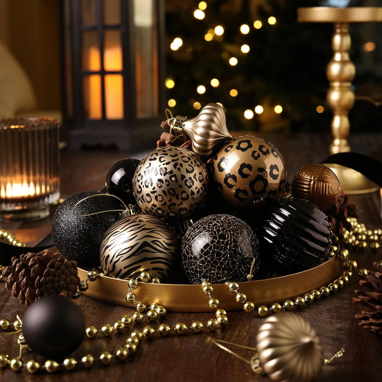 Adornos navideños DecorbyHannah, 21 piezas, tema leopardo