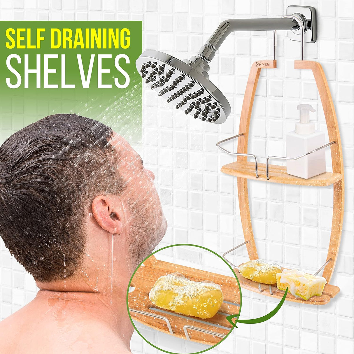 Organizador de carrito de ducha de bañera de bambú SLSHCD45