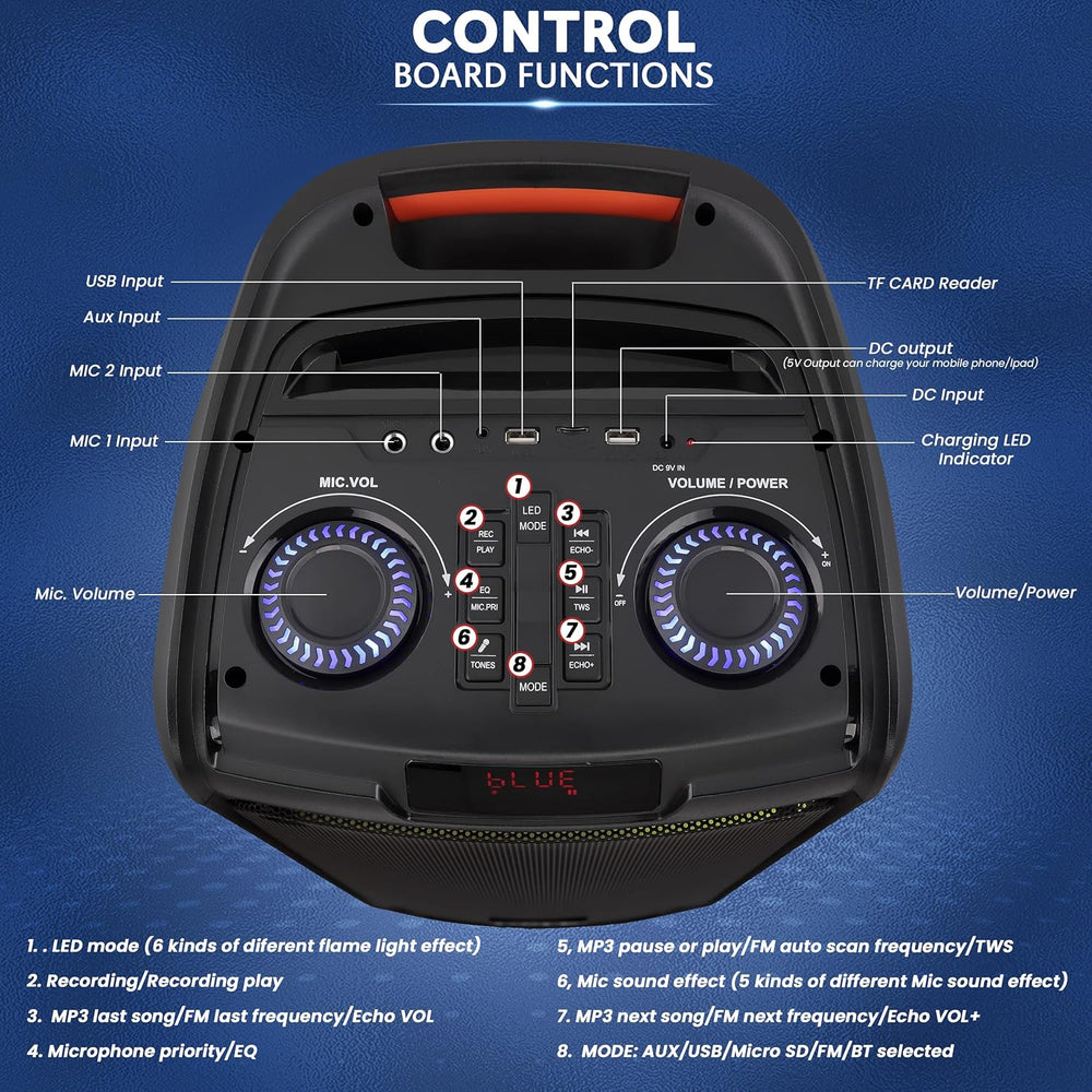 Sistema de altavoces PA Bluetooth portátil de 500 W