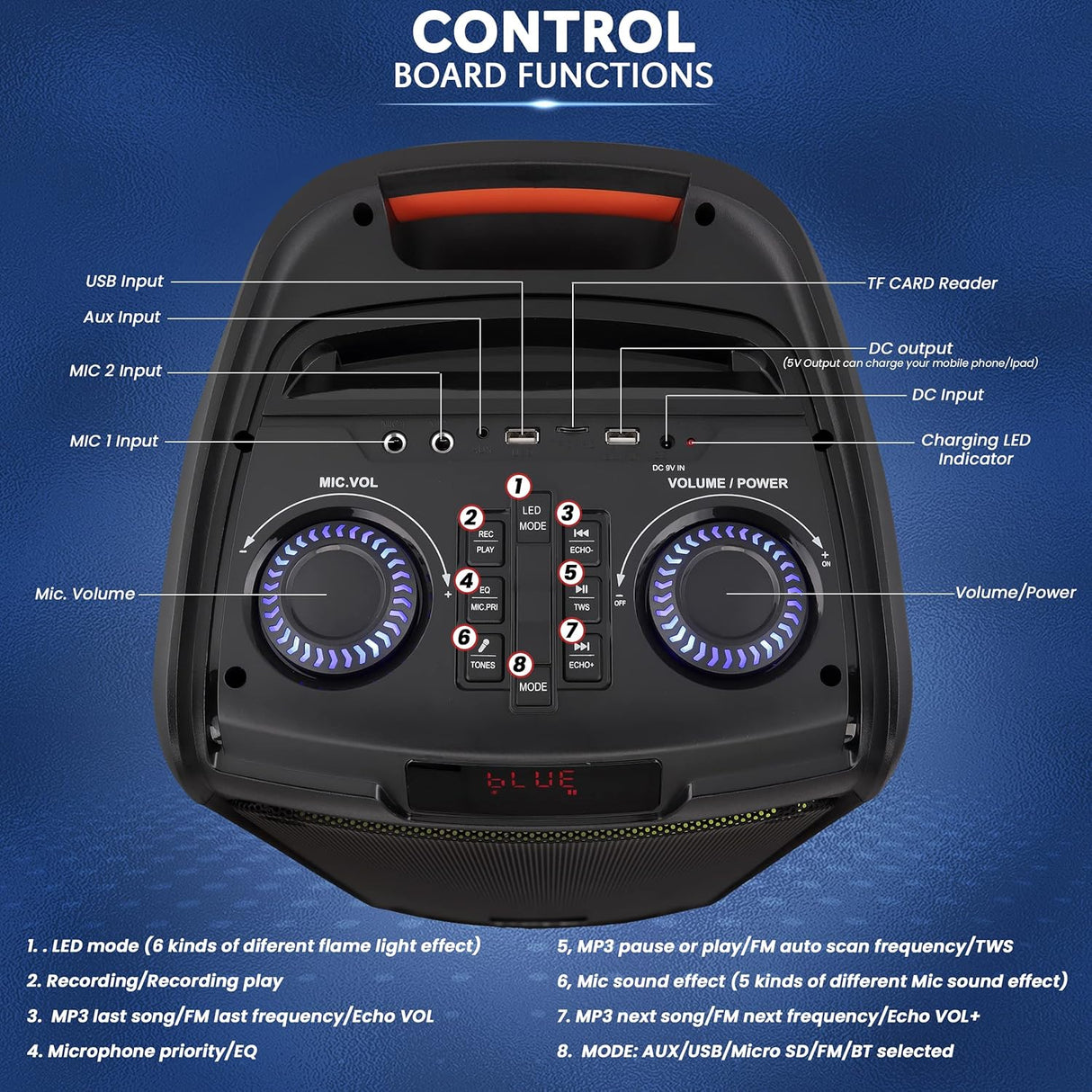 Sistema de altavoces PA Bluetooth portátil de 500 W