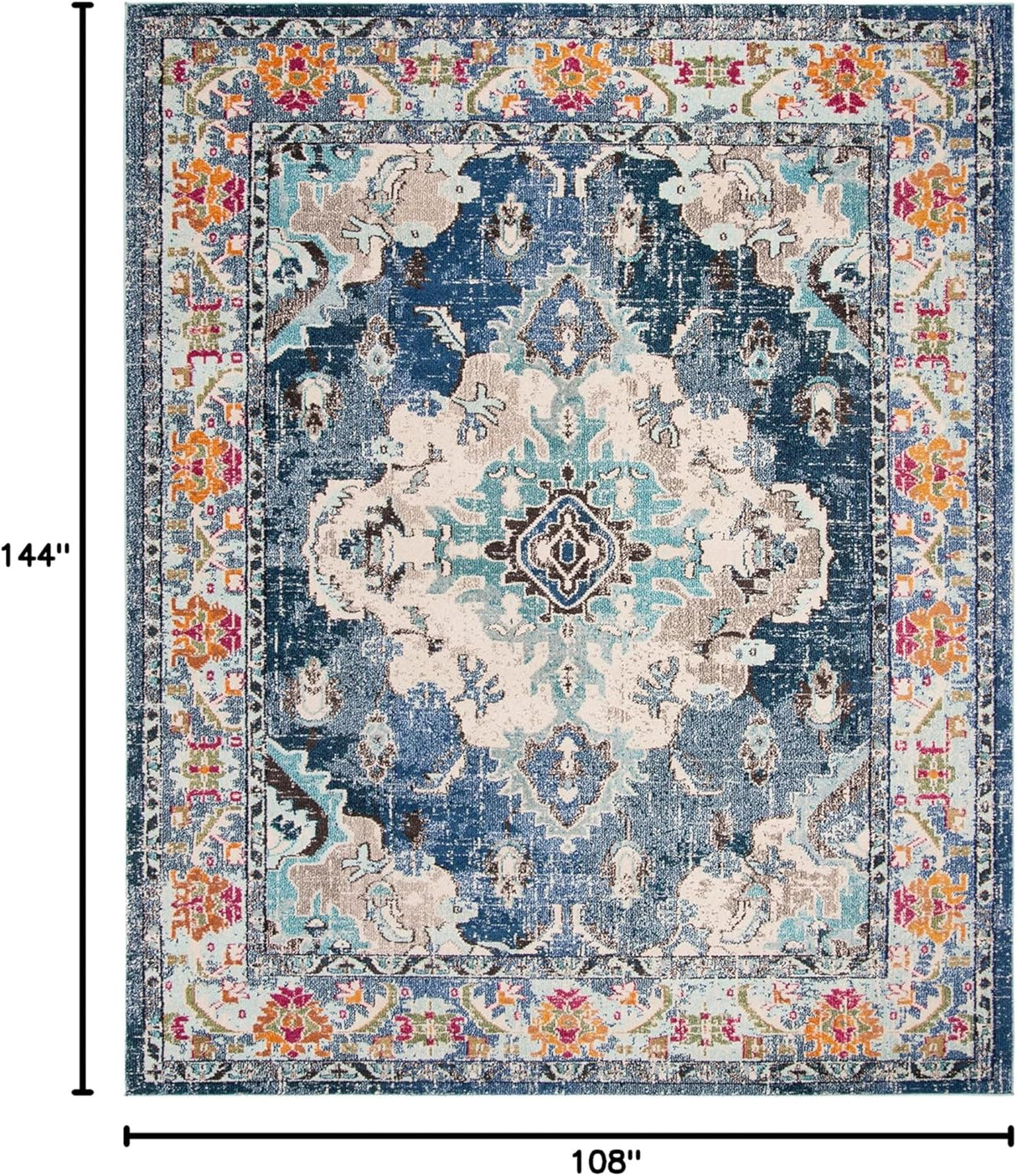 Alfombra de área Boho Chic, diseño medallón, MNC243N